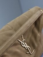 YSL 25S LOULOU PUFFER GM 35 IN TAN BROWN SUEDE GOLD HARDWRE - Image 4