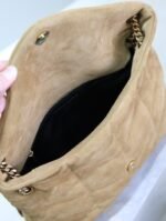 YSL 25S LOULOU PUFFER GM 35 IN TAN BROWN SUEDE GOLD HARDWRE - Image 15