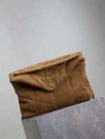 YSL 25S LOULOU PUFFER GM 35 IN TAN BROWN SUEDE GOLD HARDWRE - Image 8