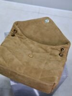 YSL 25S LOULOU PUFFER GM 35 IN TAN BROWN SUEDE GOLD HARDWRE - Image 5