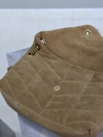 YSL 25S LOULOU PUFFER MM 29 IN TAN BROWN SUEDE GOLD HARDWARE - Image 17