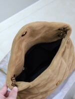 YSL 25S LOULOU PUFFER MM 29 IN TAN BROWN SUEDE GOLD HARDWARE - Image 5