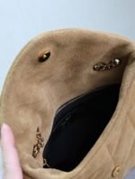YSL 25S LOULOU PUFFER MINI 23 IN TAN BROWN SUEDE GOLD HARDWARE - Image 7