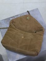 YSL 25S LOULOU PUFFER MINI 23 IN TAN BROWN SUEDE GOLD HARDWARE - Image 6