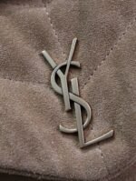 YSL 25S LOULOU PUFFER MINI 23 IN TAN BROWN SUEDE GOLD HARDWRE - Image 14
