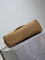 YSL 25S LOULOU PUFFER MINI 23 IN TAN BROWN SUEDE GOLD HARDWARE - Image 9