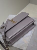 YSL 25S SUNSET MM 25 IN GRAYISH PURPLE CALFSKIN GOLD HARDWARE - Image 9