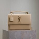 YSL 25S SUNSET MM 25 IN NUDE CALFSKIN GOLD HARDWRE - Image 10