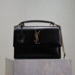 YSL 25S SUNSET MM 25 IN BLACK CALFSKIN GOLD HARDWRE