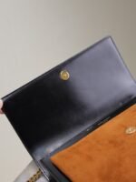 YSL 25S SUNSET MM 25 IN BLACK CALFSKIN AND CARAMEL SUEDE GOLD HARDWRE - Image 18