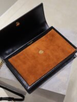 YSL 25S SUNSET MM 25 IN BLACK CALFSKIN AND CARAMEL SUEDE GOLD HARDWRE - Image 14