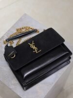 YSL 25S SUNSET BAG 22 IN BLACK CALFSKIN AND SUEDE GOLD HARDWARE - Image 4