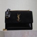 YSL 25S SUNSET BAG 22 IN BLACK CALFSKIN AND SUEDE GOLD HARDWARE - Image 10