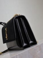 YSL 25S SUNSET BAG 22 IN BLACK CALFSKIN AND SUEDE GOLD HARDWARE - Image 8