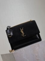 YSL 25S SUNSET BAG 22 IN BLACK CALFSKIN AND SUEDE GOLD HARDWRE - Image 7