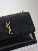 YSL 25S SUNSET BAG 22 IN BLACK CALFSKIN AND SUEDE GOLD HARDWRE - Image 3