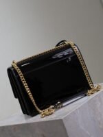 YSL 25S SUNSET MEDIUM 22 IN BLACK SHINY CALFSKIN GOLD HARDWRE - Image 2