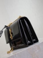 YSL 25S SUNSET MEDIUM 22 IN BLACK SHINY CALFSKIN GOLD HARDWRE - Image 16