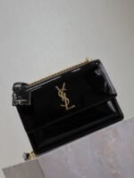 YSL 25S SUNSET MEDIUM 22 IN BLACK SHINY CALFSKIN GOLD HARDWRE - Image 15
