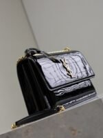 YSL 25S SUNSET MEDIUM 22 IN BLACK SHINY CALFSKIN GOLD HARDWRE - Image 17