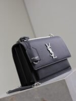 YSL 25S SUNSET MEDIUM 22 IN BLACK GRAINED CALFSKIN SILVER HARDWARE - Image 3