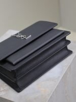 YSL 25S SUNSET MEDIUM 22 IN BLACK GRAINED CALFSKIN SILVER HARDWARE - Image 14