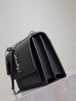 YSL 25S SUNSET MEDIUM 22 IN BLACK GRAINED CALFSKIN SILVER HARDWRE - Image 8