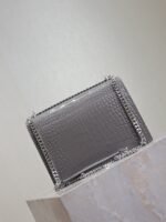 YSL 25S SUNSET MEDIUM 22 IN DARK GRAY CROCODILE-EMBOSSED SHINY CALFSKIN SILVER HARDWRE - Image 2