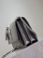 YSL 25S SUNSET MEDIUM 22 IN DARK GRAY CROCODILE-EMBOSSED SHINY CALFSKIN SILVER HARDWRE - Image 17