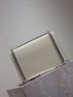 YSL 25S SUNSET MEDIUM 22 IN IVORY CROCODILE-EMBOSSED SHINY CALFSKIN SILVER HARDWRE - Image 2