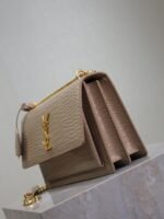 YSL 25S SUNSET MEDIUM 22 IN NUDE CROCODILE-EMBOSSED SHINY CALFSKIN GOLD HARDWARE - Image 8