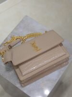 YSL 25S SUNSET MEDIUM 22 IN NUDE CROCODILE-EMBOSSED SHINY CALFSKIN GOLD HARDWARE - Image 5