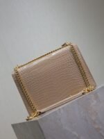 YSL 25S SUNSET MEDIUM 22 IN NUDE CROCODILE-EMBOSSED SHINY CALFSKIN GOLD HARDWARE - Image 11