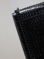 YSL 25S SUNSET MEDIUM 22 IN BLACK CROCODILE-EMBOSSED SHINY CALFSKIN BLACK HARDWRE - Image 18