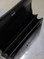 YSL 25S SUNSET MEDIUM 22 IN BLACK CROCODILE-EMBOSSED SHINY CALFSKIN BLACK HARDWARE - Image 14