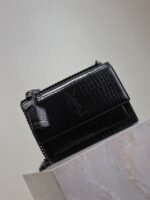 YSL 25S SUNSET MEDIUM 22 IN BLACK CROCODILE-EMBOSSED SHINY CALFSKIN BLACK HARDWRE - Image 16