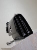 YSL 25S SUNSET MEDIUM 22 IN BLACK CROCODILE-EMBOSSED SHINY CALFSKIN SILVER HARDWARE - Image 7