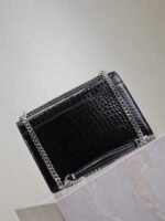 YSL 25S SUNSET MEDIUM 22 IN BLACK CROCODILE-EMBOSSED SHINY CALFSKIN SILVER HARDWARE - Image 11