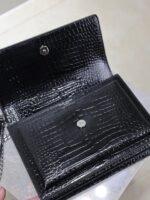 YSL 25S SUNSET MEDIUM 22 IN BLACK CROCODILE-EMBOSSED SHINY CALFSKIN SILVER HARDWARE - Image 4
