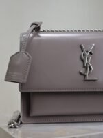 YSL 25S SUNSET BAG 22 IN DARK PURPLE CALFSKIN SILVER HARDWRE - Image 12