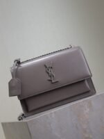 YSL 25S SUNSET BAG 22 IN DARK PURPLE CALFSKIN SILVER HARDWRE - Image 18