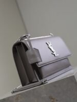 YSL 25S SUNSET BAG 22 IN DARK PURPLE CALFSKIN SILVER HARDWARE - Image 5