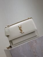 YSL 25S SUNSET BAG 22 IN IVORY CALFSKIN GOLD HARDWRE - Image 9