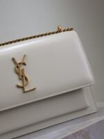 YSL 25S SUNSET BAG 22 IN IVORY CALFSKIN GOLD HARDWARE - Image 12