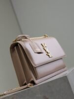 YSL 25S SUNSET BAG 22 IN WARM TAUPE PINK CALFSKIN GOLD HARDWARE - Image 16