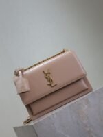 YSL 25S SUNSET BAG 22 IN WARM TAUPE PINK CALFSKIN GOLD HARDWRE - Image 9