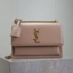 YSL 25S SUNSET BAG 22 IN WARM TAUPE PINK CALFSKIN GOLD HARDWRE - Image 10