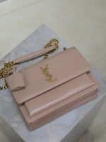 YSL 25S SUNSET BAG 22 IN WARM TAUPE PINK CALFSKIN GOLD HARDWARE - Image 15