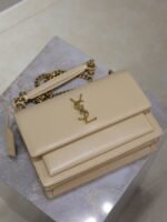 YSL 25S SUNSET BAG 22 IN NUDE CALFSKIN GOLD HARDWARE - Image 6
