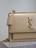 YSL 25S SUNSET BAG 22 IN NUDE CALFSKIN GOLD HARDWARE - Image 12